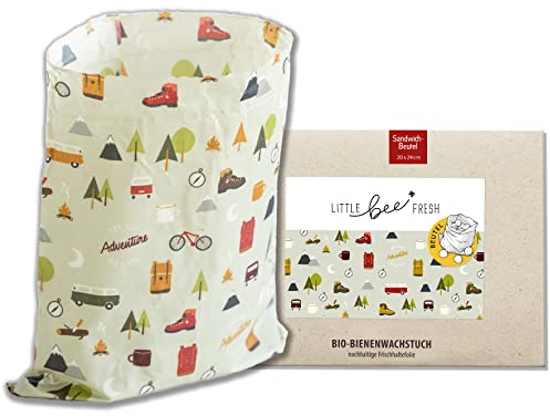 little bee fresh Panno di cera d'api biologico dalla Germania, mantiene il cibo naturale, bello e privo di plastica. Realizzato a mano con materie prime biologiche (outdo)
