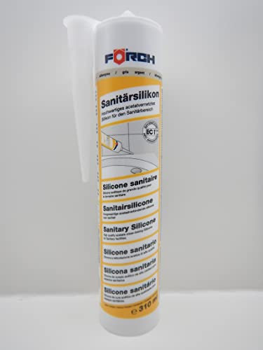 FÖRCH SILIKON SANITÄRSILIKON BADSILIKON BAD KÜCHE SILBERGRAU GRAU GLASBAU 310ML (1)