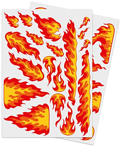 iSecur Aufkleber-Set Flammen I Feuer-Motiv für Auto Fahrrad Helm PKW LKW Motorrad Moped Scooter I Racing Zubehör I Hochwertiger Digitaldruck mit UV-Schutzlaminat I Witterungsbeständig I kfz728