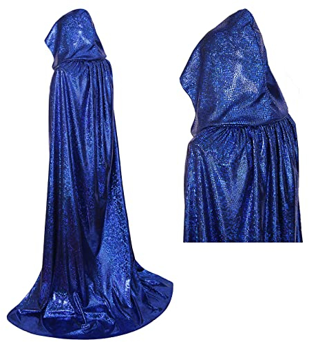 maxToonrain Glitzer-Umhang, Halloween, volle Länge, glitzernd, glänzend, für Herren und Damen, Karneval, Karneval, Weihnachten, Kostüm (Blau, 160 cm)
