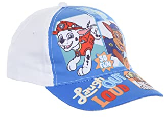 PAW PATROL Hut für Jungen, Baseball Kappe, Marshall Rubble und Chase Design, Sommermütze, Geschenk für Jungen, Verstellbare Hut | Weiß