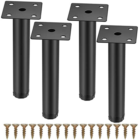Fulushouxi 4 Pcs Furniture Legs, Metal Cabinet Legs, 6 inches/15 cm Adjustable Furniture Support Feet for Kitchen Shelves Sofa Table Chair Desk Cupboard Furniture Adjustable Legs Feet Foot