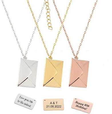 Custom Message Necklace, Personalised Love Letterbox Necklace, Engraved Letter and Envelope Necklace, Locket Necklace, Secret Love Note Necklace, Hidden Message Jewellery, Anniversary Gift