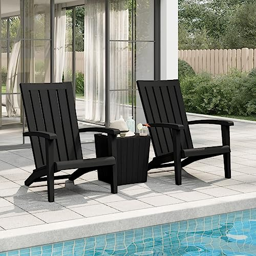 CIADAZ Adirondack-Gartenstühle 2 STK. Schwarz Polypropylen, Gartenmöbel, Terrassenstühle, Balkon Sessel, Balkon Stühle, Balkonstuhl, Garten Stühle Für Draussen - 364167