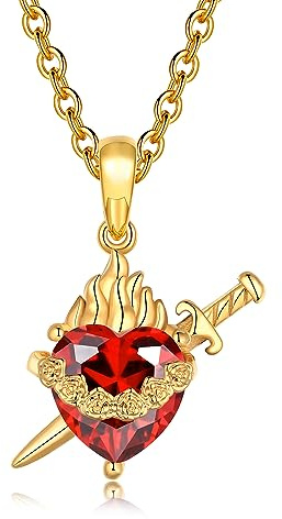 Joliernelle Heiliges Herz Jesu Unbeflecktes Herz Mariens Halskette für Da'men mit Stein Gebet Schmuck