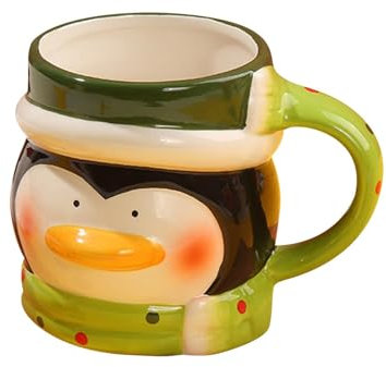 JISADER Cartoon Ceramic Mug, Christmas Coffee Mugs, Enamel Mugs, Hot Chocolate Mugs for Gifts, Stocking Fillers, Penguin