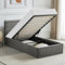 Blisswood Ottoman Bed, Upholstered Bed Frame, Ottoman Bed With Storage Gas Lift End Opening Wooden Slats Single Double Bed Frame With Storage (Linnen Dark Grey With Mattress, Small)