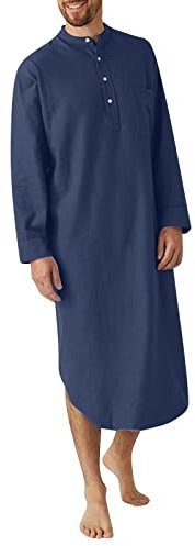 Loungewear Haut pour homme : chemise de nuit pour homme longue rétro combinaison d'intérieur à manches longues pyjama léger en coton pyjama ceinture robe de nuit sauna pyjama unisexe manteau de