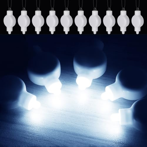 Phyooest 10 x LED Laternenlichter, LED Ballonlichter Kühlesweiß, Mini LED Lampions LED Papierlampe Lichterkette mit Batterie, Mini LED Licht für Hochzeit Deko, Party, Halloween, Weihnachten