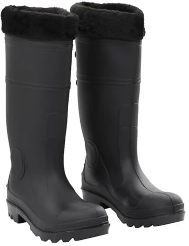 vidaXL Gummistiefel mit Herausnehmbarem Innenfutter Schwarz Gr. 45 PVC