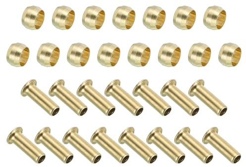 PATIKIL 6mm OD Rohr-Kompressions-Sortiment-Set, 15er Packung Messing-Kompressionshülse & -Einsatz für Wasser-, Öl- und Luftrohre