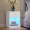 Hzuaneri Nachttisch, Beistelltisch mit Verstellbarer LED-Beleuchtung, 1 Schublade mit Schloss, Offener Raum, Modern-Minimalistisch, 35 x 40 x 55 cm, Weiß NS36803X