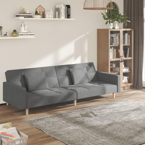 Homgoday Hellgraues 2-in-1 Schlafsofa mit Stoffbezug, 110 kg Tragfähigkeit, für Wohnzimmer & Büro Model375799