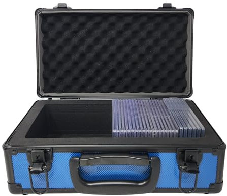 DRAGONSCALE X-40 Kompakter Metallplattenkoffer, PSA BGS CGC, robuste Aluminium-Aktentasche für abgestufte Sport- und Sammelkarten, PSA-Kartenetui und abgestufte Platte, Blau, Größe 40, kompakt