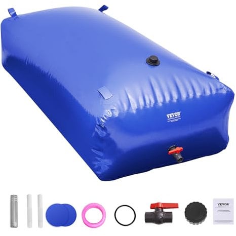 VEVOR Vessie de Stockage d'eau, 1000 L, réservoir d'eau Pliable PVC 1000D, conteneur Souple d'eau d'urgence Portable, Sac d'eau Douce de Grande capacité, pour prévention incendies, Camping-Car, Bleu