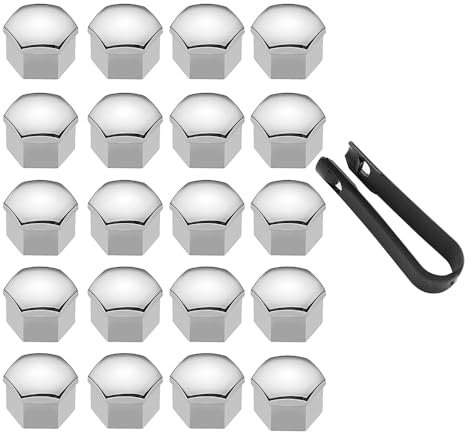 WEQTYSAB 20 Piezas Tapa De Tuerca De Rueda, para Ford KUGA 2008-2012 Tuerca De Rueda Tapa De Protección Pernos Rueda Cubierta Prueba Polvo Antirrobo Proteger,C-19MM