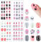 96 Pcs Fake Nail Press on Nails for Girls, Lovely False Nail Tips Pre-glue Full Cover Short Acrylic Gradient Color Nails for Girls Kids Nail Art Decoration(Cute Animal)