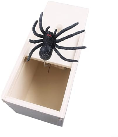 2 Stück Halloween Spider Box Spinne Überraschung Streich Holz Angst Box Witz Spielzeug Narren Day Box für Erwachsene Kinder für Partyzubehör und Spaß