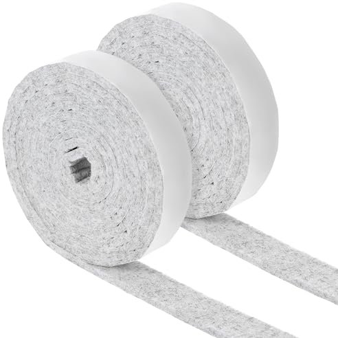 COMNICO Paquete de 2 tiras de fieltro con respaldo adhesivo para muebles, rollos de tiras de fieltro antideslizantes para proteger suelos de madera dura, sillas, paredes, 1/2 x 60 pulgadas
