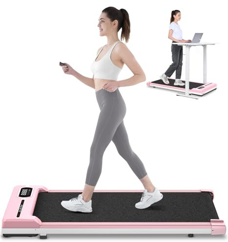 HomeFitnessCode Walking Pad Laufband - Laufpad für Zuhause unter Schreibtisch Einsteiger Elektrisches Treadmill Klein Leise Laufbänder, Rosa