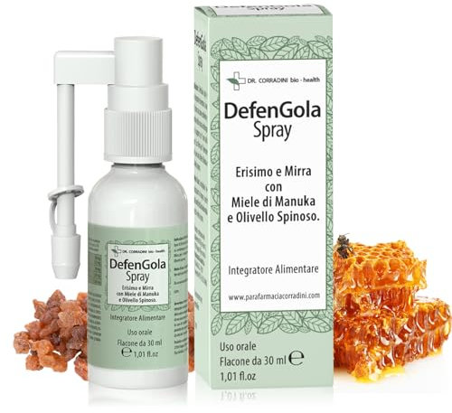 Dr. Corradini® Propoli Spray Gola Antinfiammatorio Forte con Miele di Manuka e Olivello Spinoso Antibatterico Naturale per Mal Di Gola e Gengive Infiammate - Flacone da 30ml