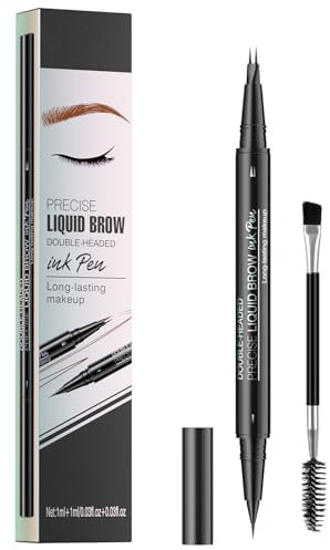 Augenbrauenstift - Wasserfester Microblading Eyebrow Pen 2-in-1 Dual-Ended 3d Augenbrauenstift mit 2 Gabelspitzen für einen natürlichen Look und ein langanhaltendes Ergebnis