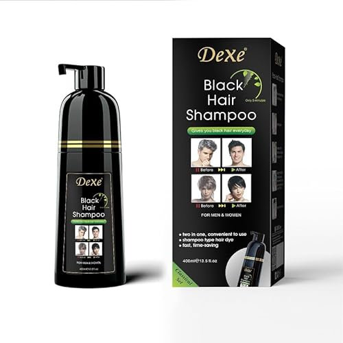 Black Hair Dye Shampoo 3 in 1, Herbal Plant Semi Permanent Hair Color Shampoo Grey Hair Cover, Black Hair Shampoo for Men & Women 400ml, Black (black, 400ml)
