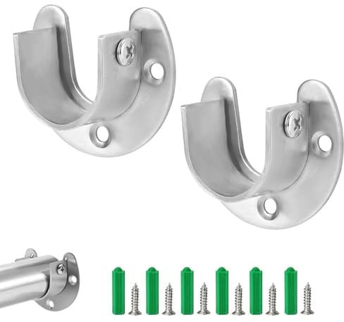 ASISUN 2 pièces support tringle penderie,Penderie Ovale Support Barre Penderie support penderie en acier inoxydable