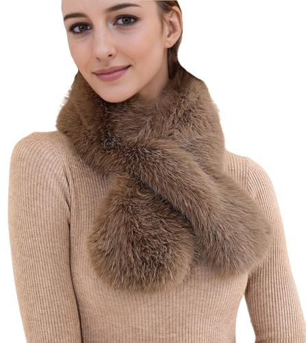 Lina & Lily Damen Winter Schal Halswärmer Kunstpelz mit Pull-Through Schlitz