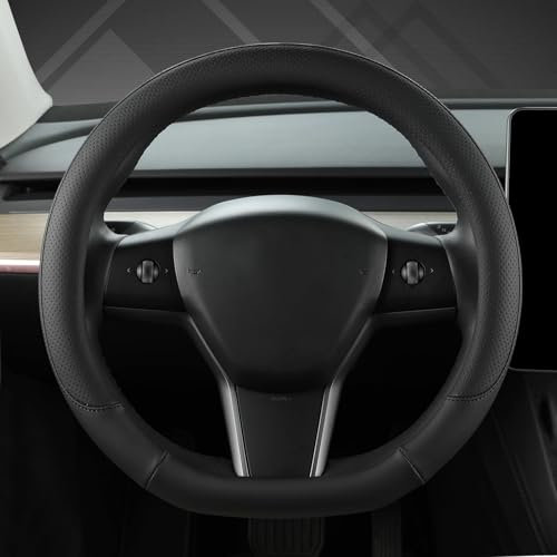 GIANT PANDA Housse de Volant en Cuir PU Compatible avec Tesla Model 3 / Tesla Model Y,Volants Forme D -Noir