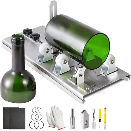 LHQYA Utensile per Tagliare Bottiglie di Vetro, Taglierina per Bottiglie di Vino in Acciaio Inossidabile con Strumento, Recinzione Regolabile/Facile da Usare, per Taglio del Vetro