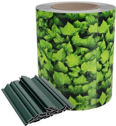 NAIZY Brise-vue de jardin en PVC opaque avec 20 clips de fixation pour clôture de jardin, balcon, terrasse, 35 m x 19 cm, feuillage