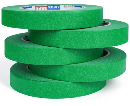 ADHES Grün Malerkrepp Kreppband 5 Bände 18mm x 50m UV-beständiges Malerband | Selbstklebend Scharfe Linien und Keine Rückstände für saubere Kanten beim Streichen & Lackieren