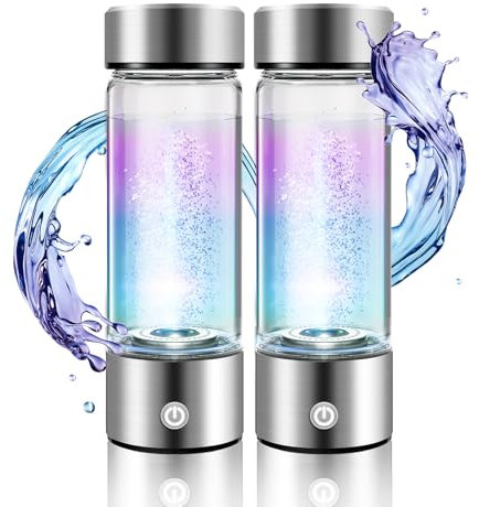 LOZLTX Upgrade Technology Hydrogen Water Bottle【NO.1 Double Hydrogen Content】420ml Hydrogen Water Bottle 【H2-Elektrolyse - 3000PPB】Heavy Metals Improve Water in 3 Min 2 PACK