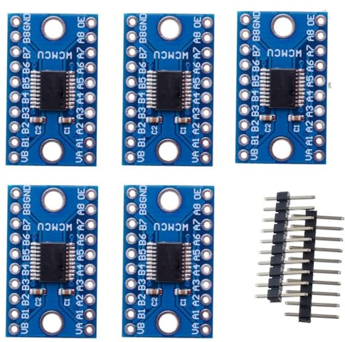 RUNCCI-YUN 5PCS 3.3V 5V Logic Level Converter 8 Channel SPI 8 Way I2C IIC 8-Bit Bi-Directional Converter Module Compatible with Arduino and Raspberry Pi