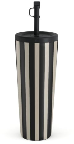 BURGA 700 ml Reisebecher mit Deckel – Isolierter Kaffeebecher aus Edelstahl, hält Getränke 6 Std. heiß und 24 Std. kalt, auslaufsicherer Trinkhalmdeckel, passt in Becherhalter