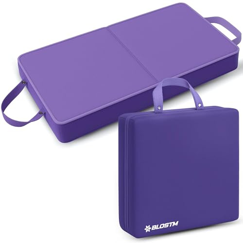 BLOSTM Extra Dicke Garten-Knieunterlage (Lila) | große, faltbare Garten-Kniepolster mit Griffen - wasserabweisend, hochdichte Memory-Schaum-Matte, Kniekissen