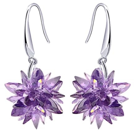 Crystalline Azuria Mujer 18ct Chapado en Oro Blanco Flores De Hielo Cristal Cristales de Zirconia Pendientes Colgantes para Mujer y Niña
