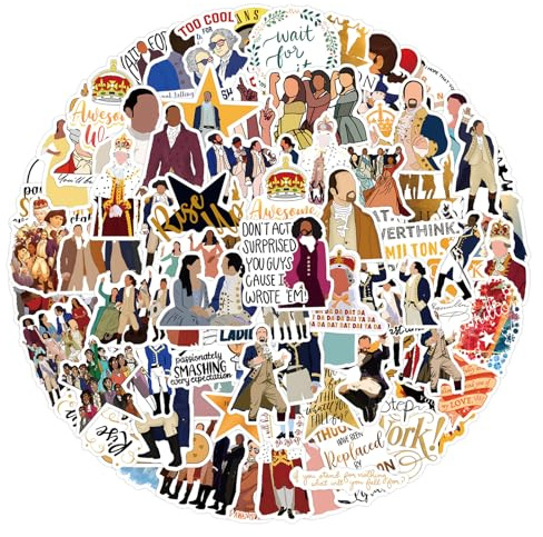 110Pcs Musical Stickers for Hamilton, Waterproof Stickers for Laptop Decal,Laptop Hydro Water Bottle Car Cup Computer Guitar Skateboard Luggage, Hamilton Merch for Kid, Teen, Adult DIY Gift