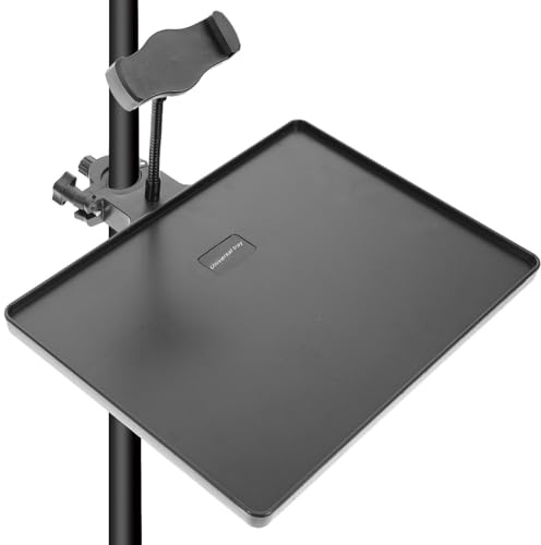 DECHOUS Soundkartenhalterung mit Ablage für Mikrofonständer Aufklemmbare Live Übertragungsablage 27x20,5cm Kompatibel für Mikrofonhalterung und Notenständer