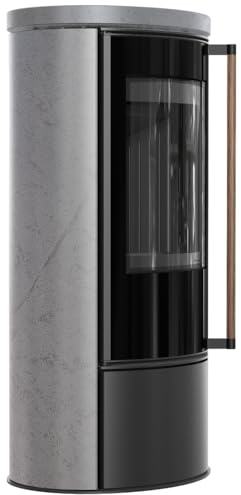 Ofen ERIK Ø150 5 5kW GREY SATIN Keramik schwarz Termotec Griff Jatoba