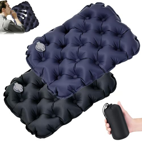 Wuhmhm 2 Stück Sitzkissen Outdoor Aufblasbar, Wasserfest Sitzkissen Faltbar | Sitzpolster Aufblasbares mit Aufbewahrungstasche, Aufblasbares Sitzkissen für Camping Wandern, Picknick
