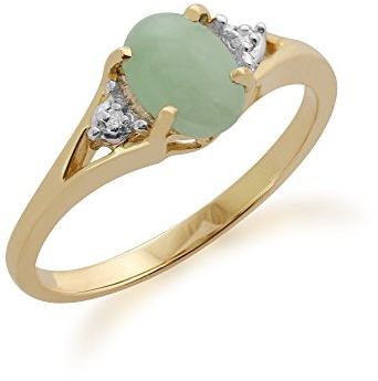 Gemondo Jade Ring 9 Karat Gelbgold 0,94 Karat Grün Jade & Diamant Ring, Metall, Jade