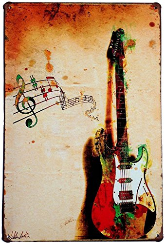 Hioni Gitarre Musik Instrument Vintage Blechschild Poster Wandschild Wand Dekoration Metallschild Türschild