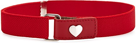 Ladeheid Mädchen Gürtel Elastik-Gürtel 1-6 Jahre 34-65 cm P15G (Rot/Herz)