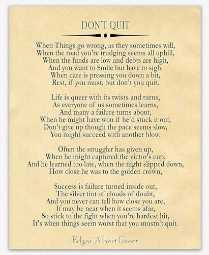 Wallbuddy Don't Quit Gedicht Don't Quit Motivational Gedicht inspirierendes Gedicht motivierendes Gedicht inspirierendes Gedicht positives Poster Gedicht Poster Poesie Poster (20.3x25.4 cm, Pergament)