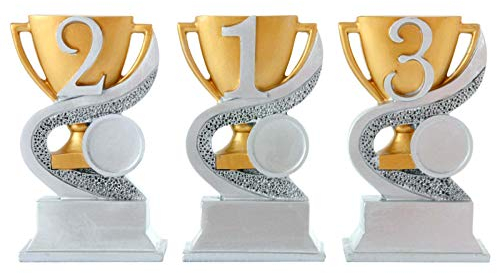 1. Platz Pokal Trophäe Platz 1 2 3 Zahl Serie Tanus mit Wunsch Emblem 25 mm