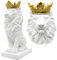 H&W Löwe Statue, Harz Skulpturen für Männer, Weiße Krone Lion Figuren, Kunst Statue Sammelfiguren für Haus Büro Wohnzimmer Bücherregal Tisch Schreibtisch Housewarming Décor