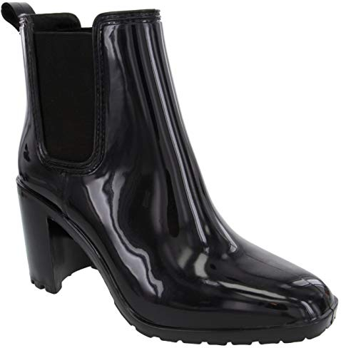 LONDON FOG Prite Damen-Regenstiefel mit hohem Absatz, Schwarz, 38 EU