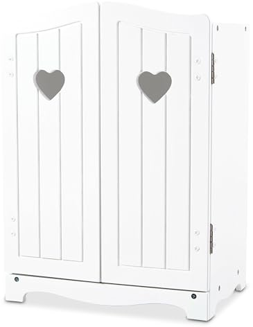 Melissa & Doug Mine to Love Wooden Play Armoire Closet for Dolls, Stuffed Animals - White (17.3H X 12.4W x 8.5D Assembled)
